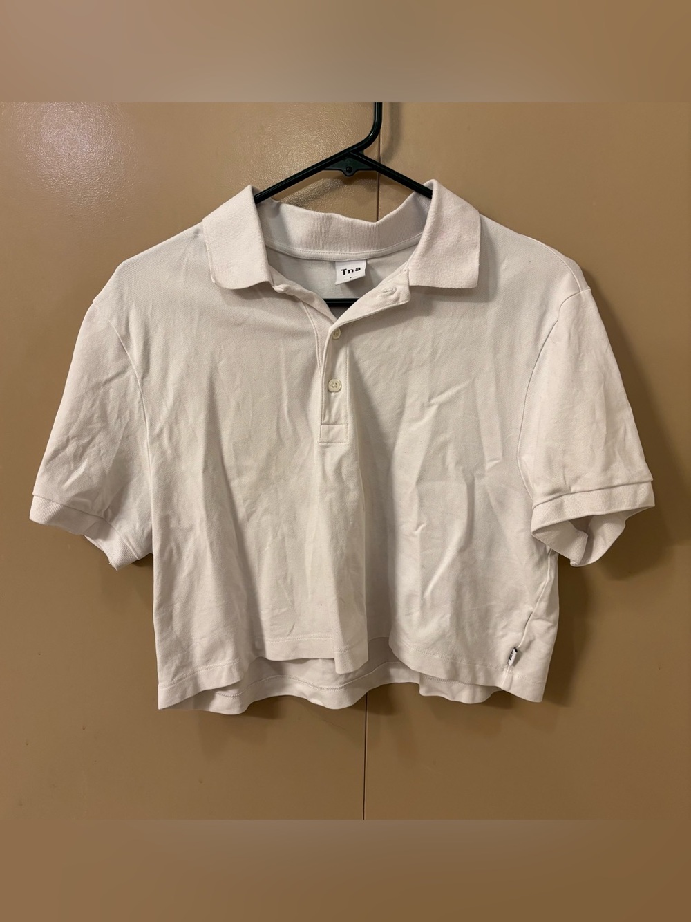 TNA White Cropped Polo Top